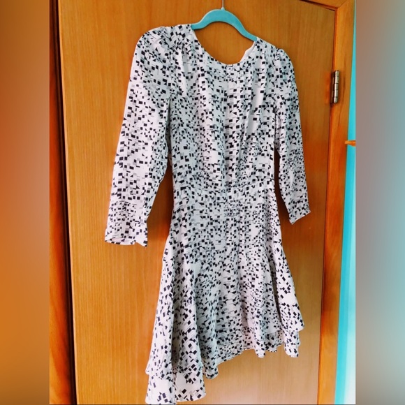 REISS London Silk Mini Dress Navy/Cream Pattern Size 2 - Picture 6 of 6